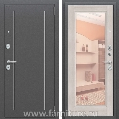 Дверь входная Браво Оптим Флэш Капучино с зеркалом Размер 860х2050 правая