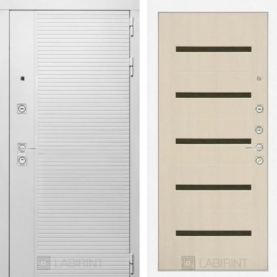 Дверь входная металлическая Лабиринт Piano white 01 Беленый дуб