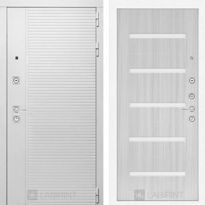 Дверь входная металлическая Лабиринт Piano white 01 Сандал белый