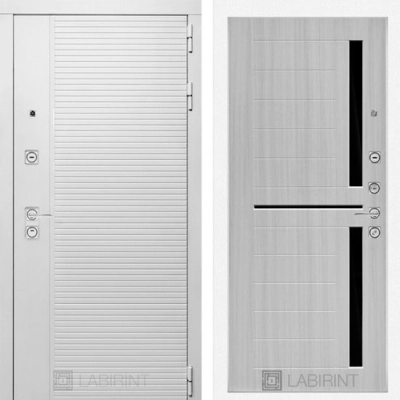 Дверь входная металлическая Лабиринт Piano white 02 Сандал белый