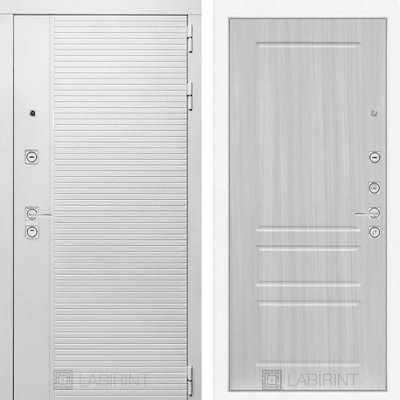Дверь входная металлическая Лабиринт Piano white 03 Сандал белый