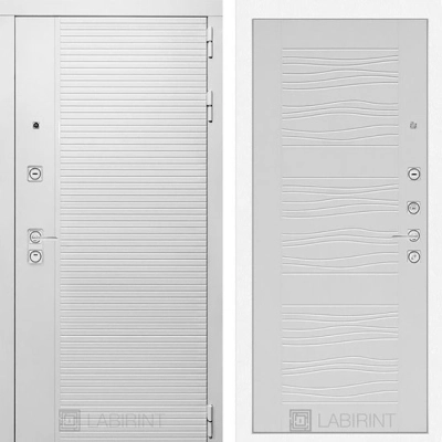Дверь входная металлическая Лабиринт Piano white 06 Белое дерево