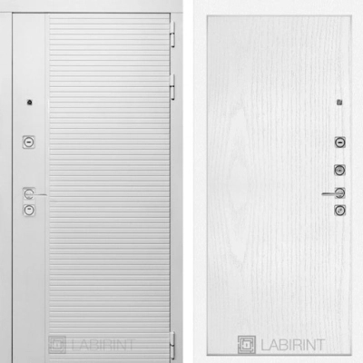 Дверь входная металлическая Лабиринт Piano white 07 Белое дерево