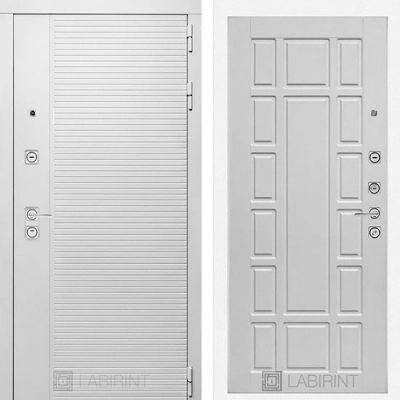 Дверь входная металлическая Лабиринт Piano white 12 Белое дерево