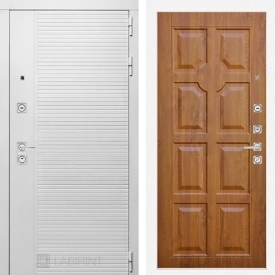 Дверь входная металлическая Лабиринт Piano white 17 Золотой дуб