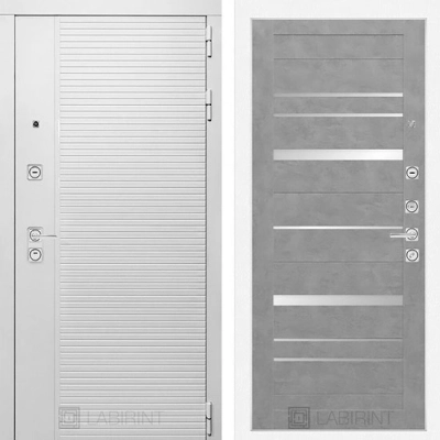 Дверь входная металлическая Лабиринт Piano white 20 Бетон светлый