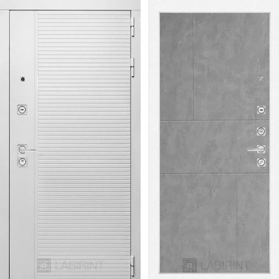 Дверь входная металлическая Лабиринт Piano white 21 Бетон светлый