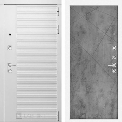 Дверь входная металлическая Лабиринт Piano white 24 Бетон светлый